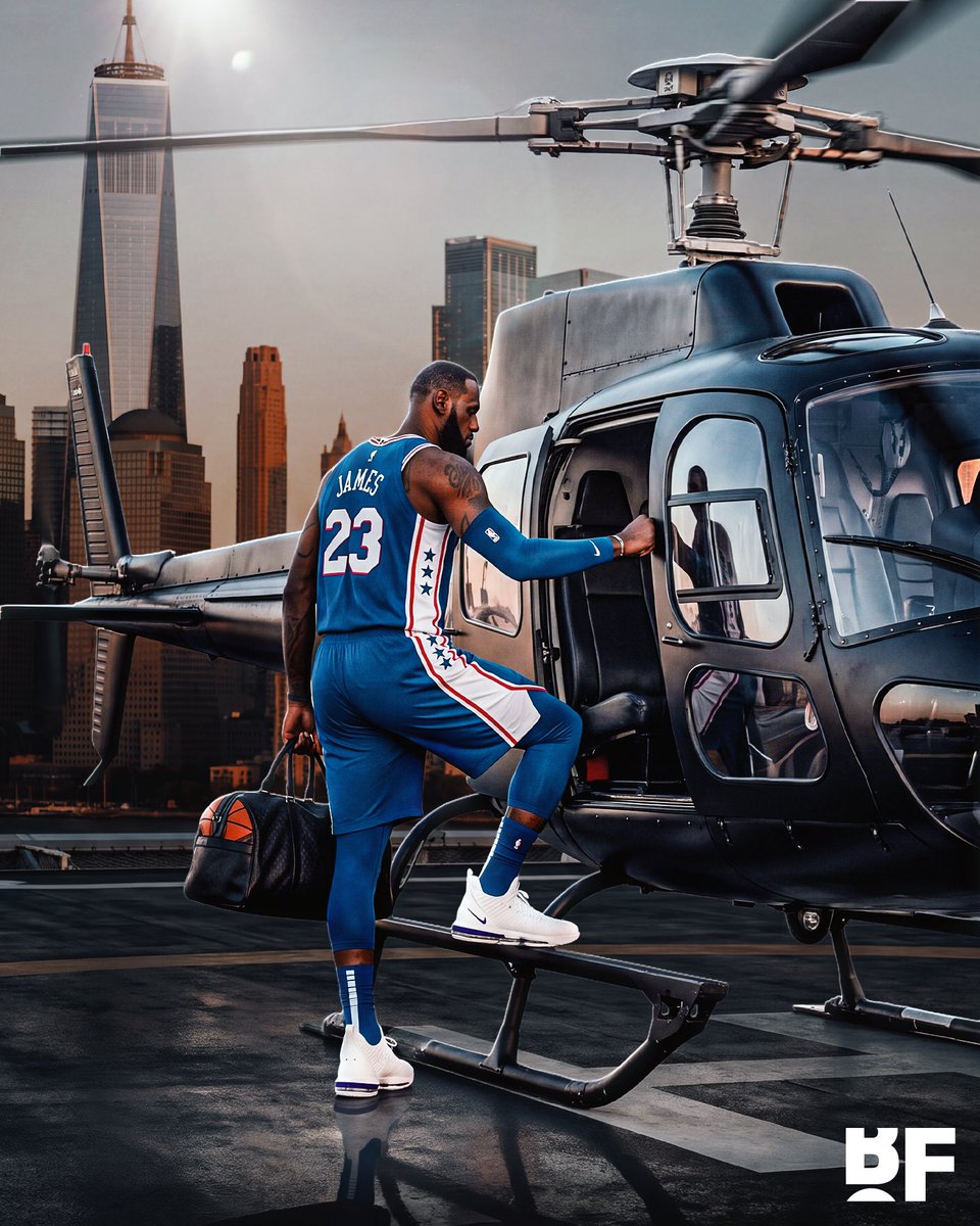 bballforever_'s tweet photo. LeBron James could reportedly live in New York while playing for the Philadelphia 76ers 👀

Shams notes it’s just a 45-minute helicopter ride from Manhattan to Philadelphia. 🚁

(HT: ArashMarkazi/X) https://t.co/llBbwHrXB7