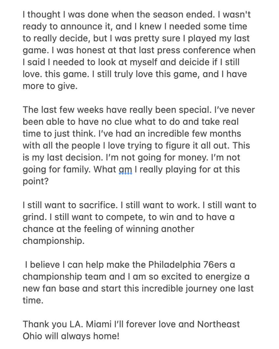 lastbreedtv's tweet photo. Lebron James signs with Philadelphia Sixers https://t.co/p15EOQidLi
