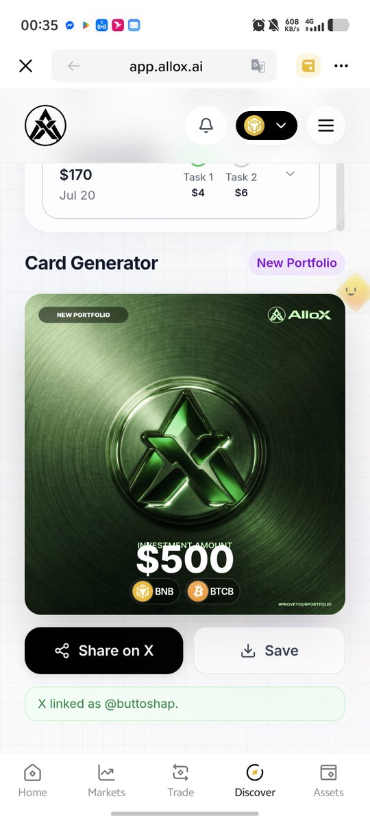buttoshap's tweet photo. Just proved my portfolio on @alloxdotai 🚀

#ProveYourPortfolio #AlloX https://t.co/Q0Tp6o9Suy