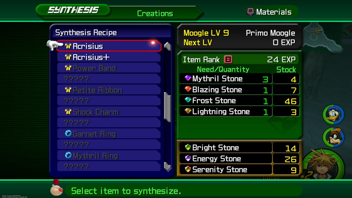 sixfive0two's tweet photo. synthesising all the recipes has to be the most obnoxious shit to do in every kh games https://t.co/2vOb3pS0k8
