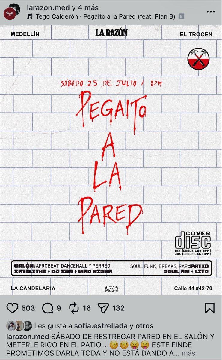 CarlozzZ_913's tweet photo. Solo los alternos le podrían hacer una referencia a Pink Floyd en una farra de perreo JAJAJJSJSJSJJSJSJA q genios https://t.co/G4pMOXyCEN