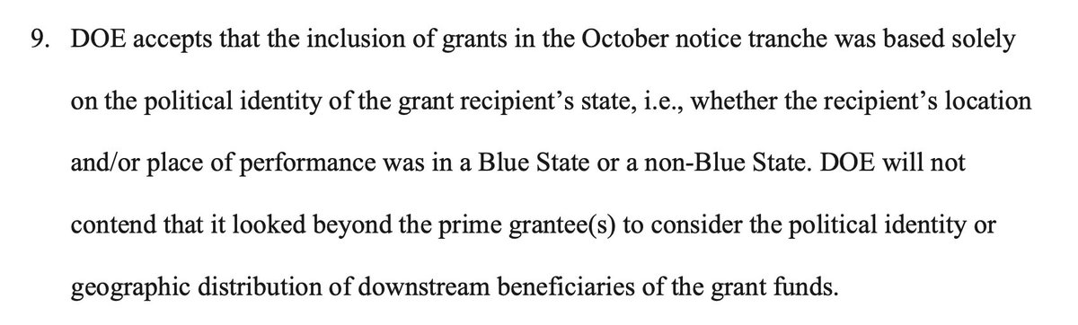 Azi's tweet photo. "... based solely on the political identity of the grant recipient's state, i.e. whether the recipient's location and/or place of performance was in a Blue State or non-Blue State." https://t.co/d55me26BP2