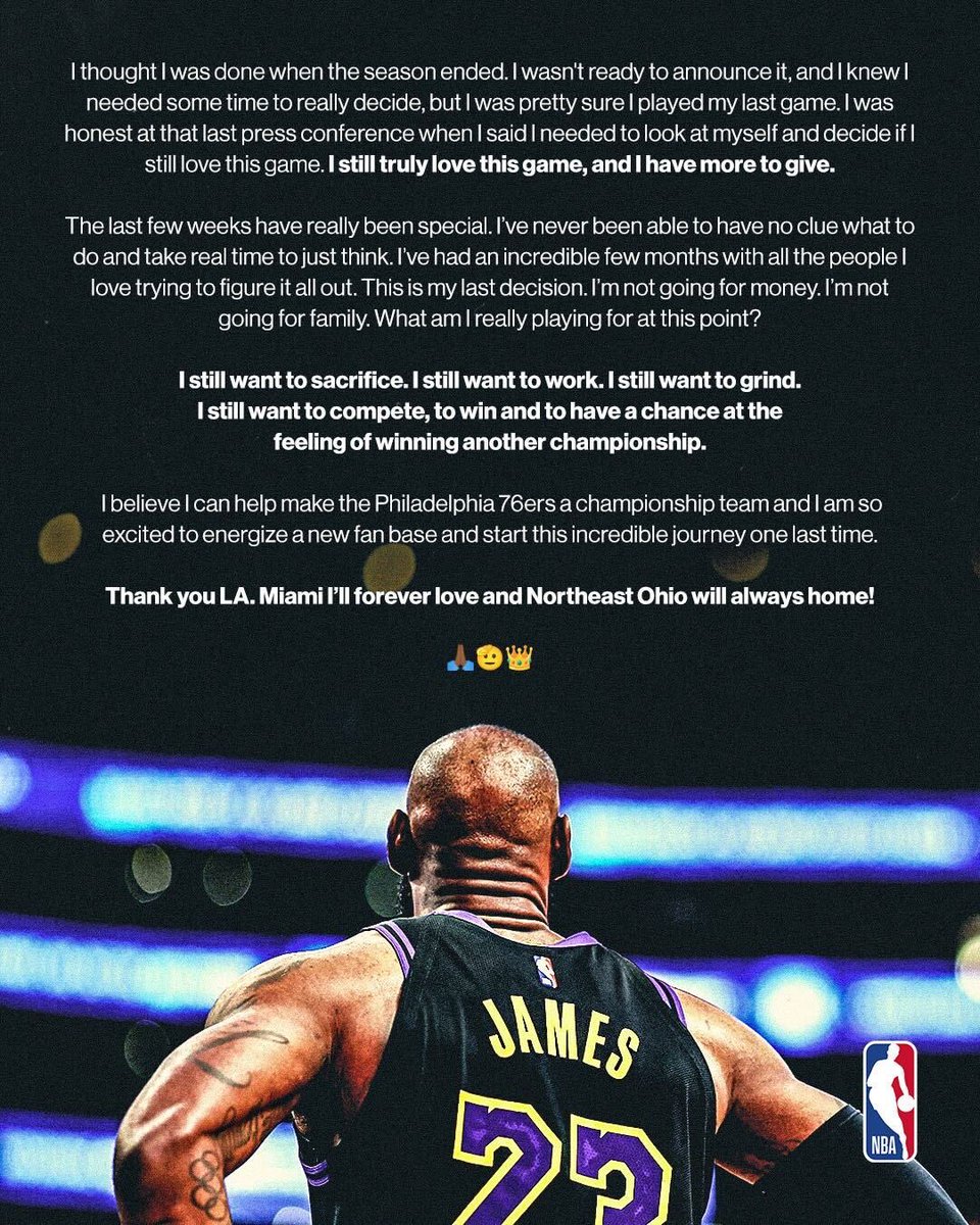NBATurkiye's tweet photo. LeBron James, kariyerine 24’üncü sezonda da devam edeceğini açıkladı 👑🗣️ https://t.co/X7wpZeZ7l0