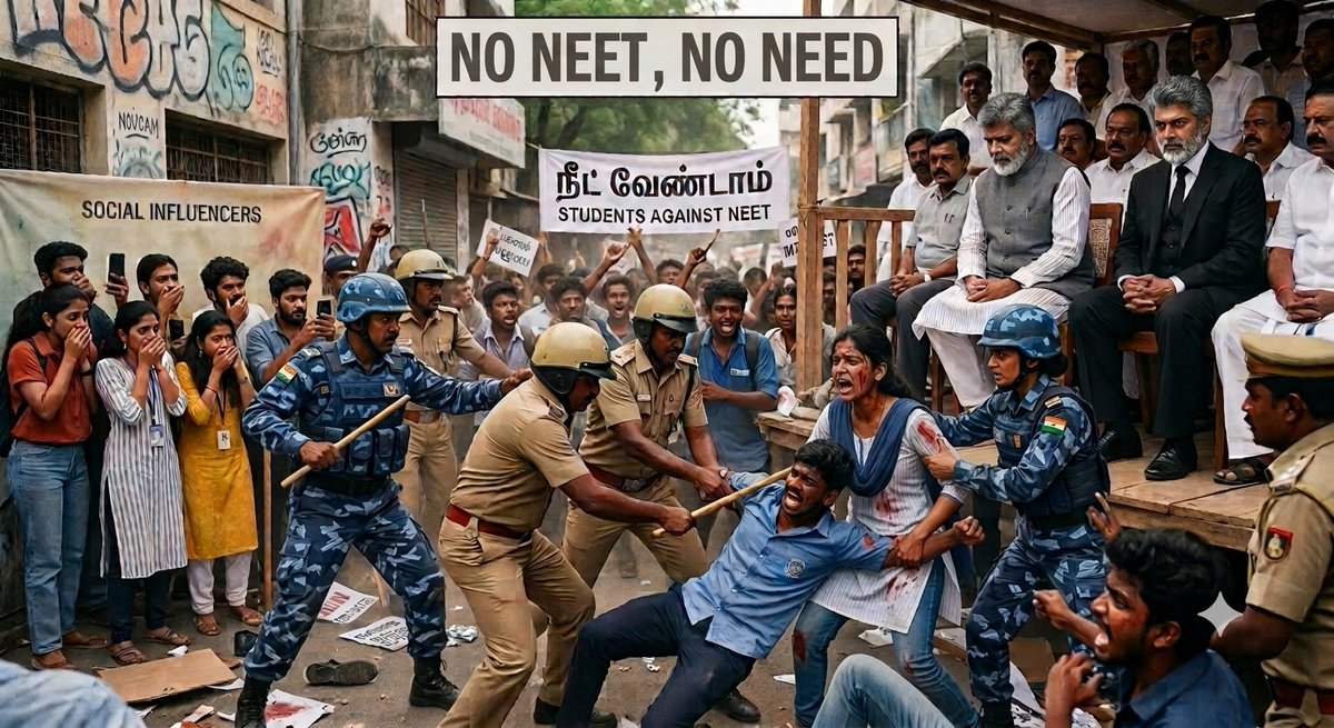 theshanth18's tweet photo. நீட் வேணுமா வேண்டாமான்றது விவாதம் இல்ல, எங்க பிள்ளைகளோட எதிர்காலம்! 'நோ நீட்'ன்றது வெறும் ஹேஷ்டேக் இல்ல... எங்களோட உரிமைக்குரல்! 💯💥 #NoNEET #BanNEET https://t.co/ueiSdIsTDW