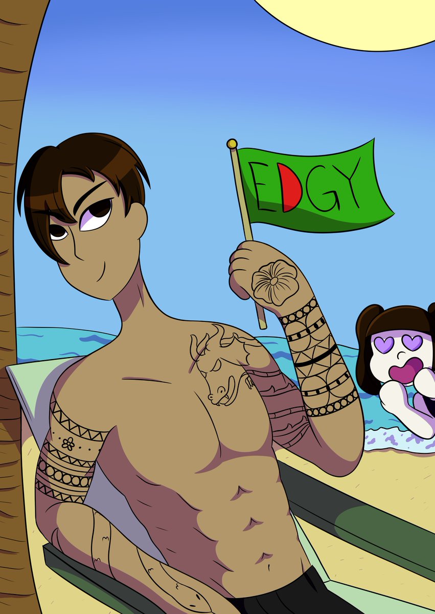 RedFlowerAkahan's tweet photo. I can't get over the fact that my ideal type is a dark-haired, dark-eyed tan man with tattoos and a washboard who is (mostly) a green flag yet super edgy which is very telling of me as a person.  Meet Zain, an amalgamation of my ideal type. https://t.co/nIjtB4B2Dh