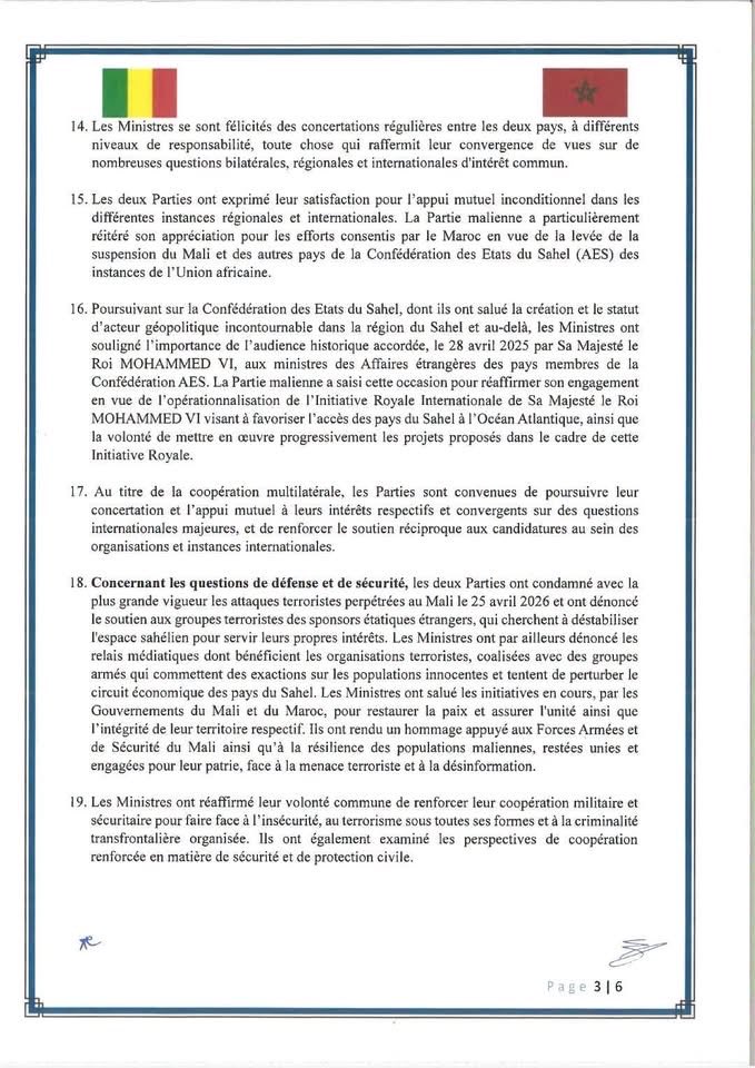 MaliMaeci's tweet photo. Communiqué conjoint à l’issue de la grande Commission mixte de coopération Mali-Maroc, le 24 juillet 2026 à Bamako.

Bureau de l’Information et de la Presse https://t.co/KC1be5iD8U
