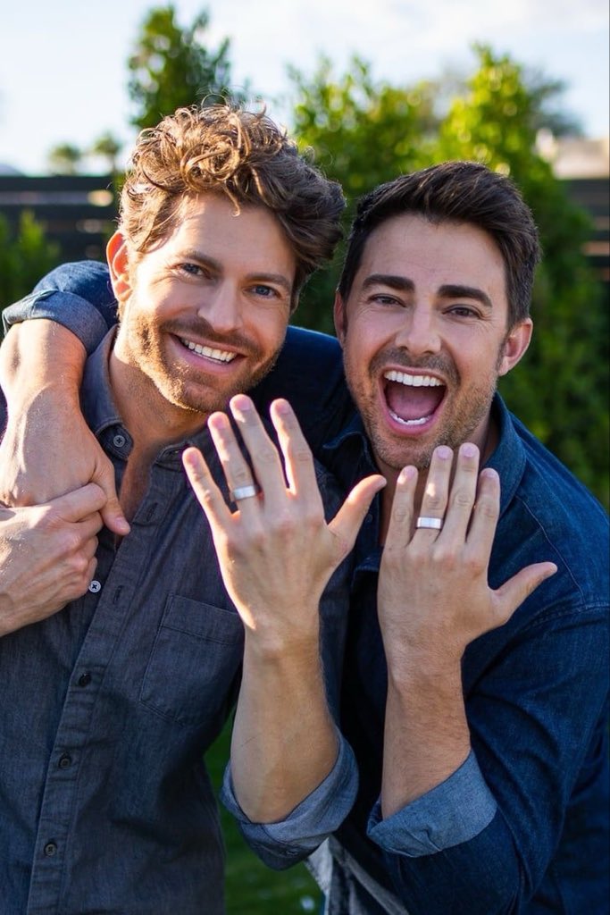 SceneOrbit's tweet photo. Still wearing the rings. Still choosing each other. ❤️💍 Jonathan Bennett &amp; Jaymes Vaughan. https://t.co/OXAycTwAQ7