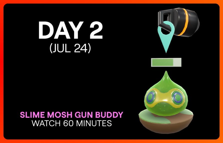VALORANTLeaksEN's tweet photo. Twitch Rivals X #VALORANT Drops (Day 2)

Day 2 - July 24
• Gunbuddy: Slime Mosh (Watch 1 Hour)

📺: https://t.co/bV8a65DlUT https://t.co/Mc0O8Tvyum