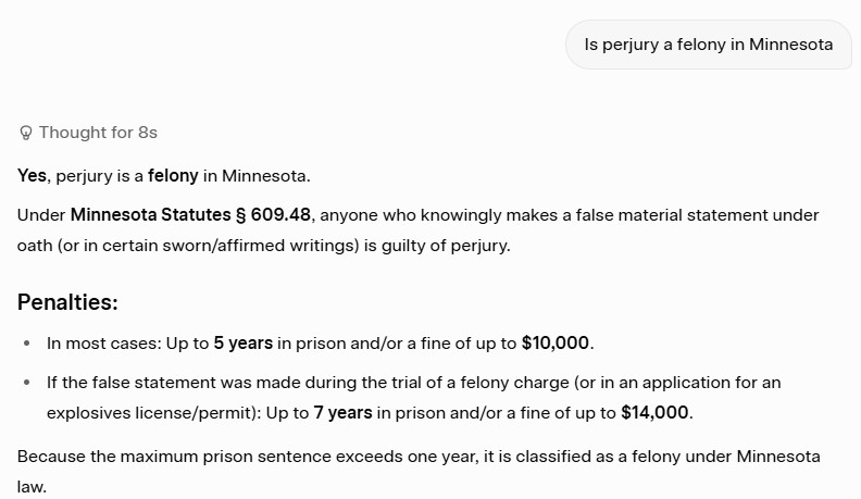 NatCon2022's tweet photo. According to Shiloh Hendrix's lawyer, and his story is backed up by NBC affiliate KTTC's own reporting, Shire Jimale committed perjury and the judge threatened to imprison Hendrix's lawyer for calling it out.

Perjury is a felony in MN, punishable by 5 years. https://t.co/uKLiZPwTtZ