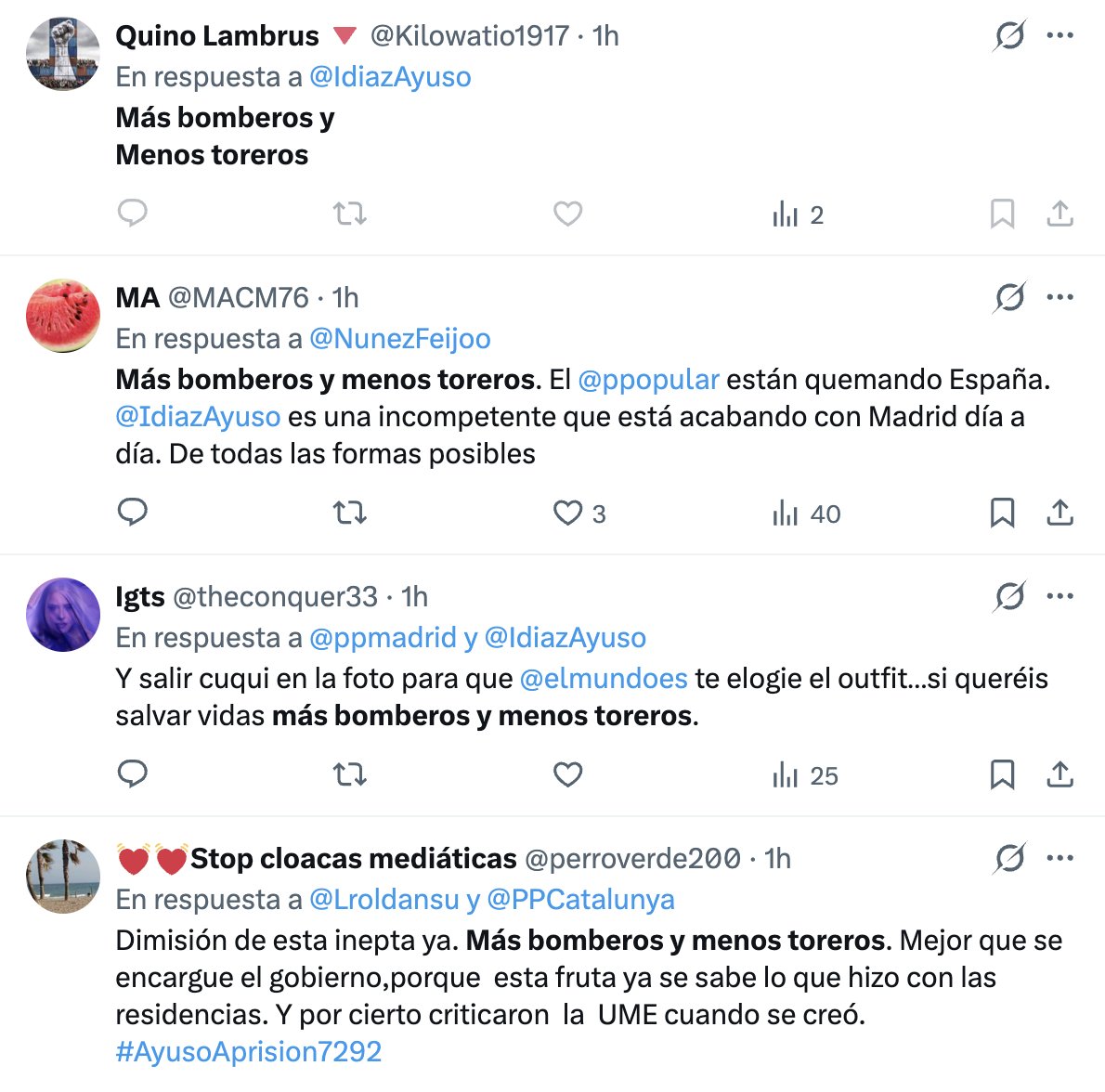 elentirvigo's tweet photo. Así funcionan los bots socialistas. Les suministran la consigna y la repiten como posesos. Podrían haber usado el lema "Más bomberos y menos puteros" o "Más bomberos y menos Zapateros", pero el PSOE quedaría como el culo recordando en qué se gastó el dinero de los españoles. https://t.co/zvpZcczL6C