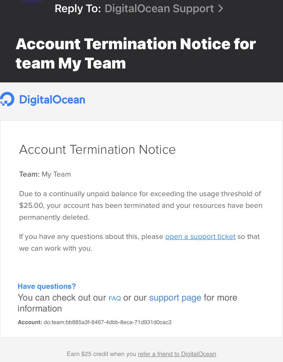 team_pitch's tweet photo. Fuck you. I did everything I could to get help after your hardware failure, but because I wasn’t paying $999/month for support, I got nowhere while you kept billing me for an inaccessible droplet. I’ve already moved to another VPS. Never again. #NoFriendOfSmallBusinessFoundHere https://t.co/Nk3ClfdD7H