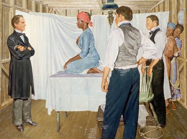 AfricanArchives's tweet photo. J. Marion Sims "the father of modern gynecology" purchased Black women slaves and used them as guinea pigs for his untested surgical experiments. He repeatedly performed genital surgery on Black women WITHOUT ANESTHESIA because according to him, "Black women don't feel pain." https://t.co/34kp1yD3Vh