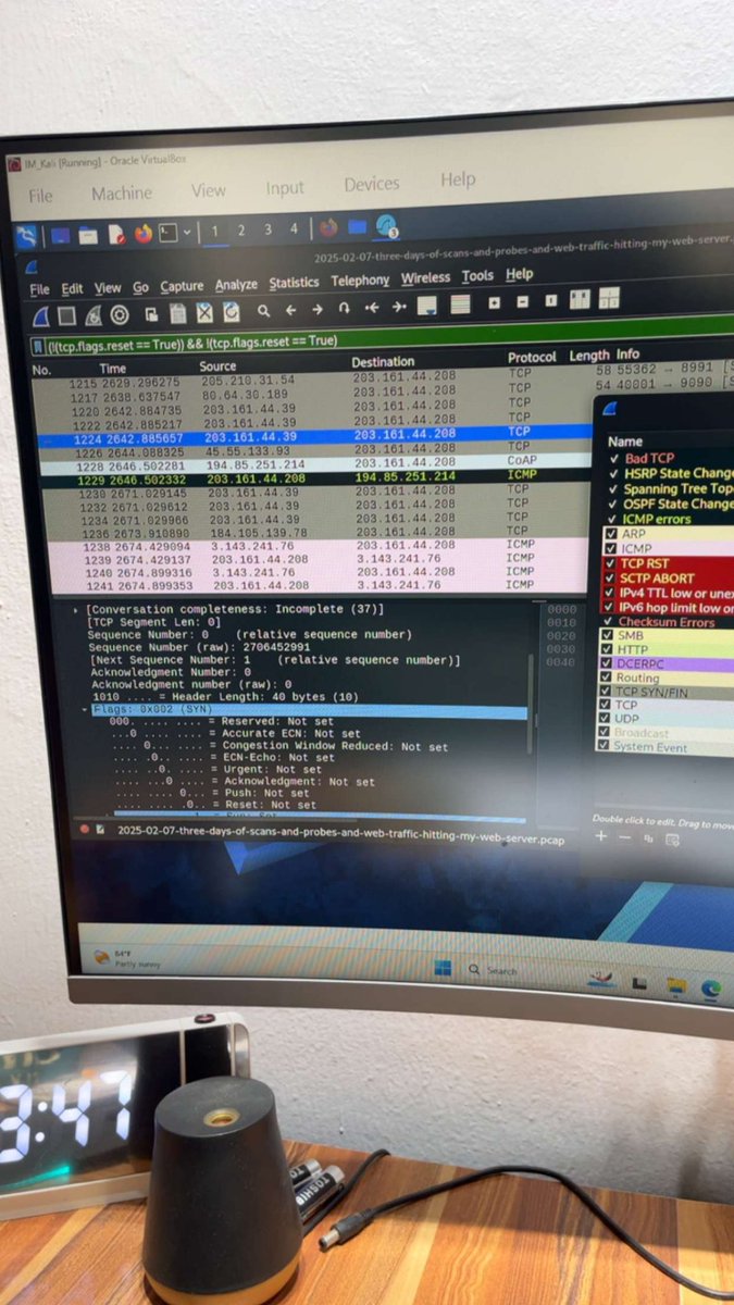 Great_guyfr's tweet photo. Continued building my Wireshark skills today using a PCAP file from Malware Traffic Analysis.
Explored IP geolocation, parsed User-Agent strings, and used network traffic to gather context about activity. https://t.co/ZCFXOPsaIu