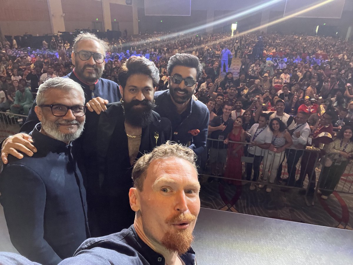CoyJandreau's tweet photo. Honored to host the #Ramayana panel yesterday at #SDCC in Ballroom 20 with these legends! #Yash , #RanbirKapoor , Namit Malhotra and Nitesh Tiwari were every bit as incredible (and kind) as I thought they’d be. 

The trailer is astounding cannot wait for you all to get to see it. https://t.co/XZ4D3Y7fte