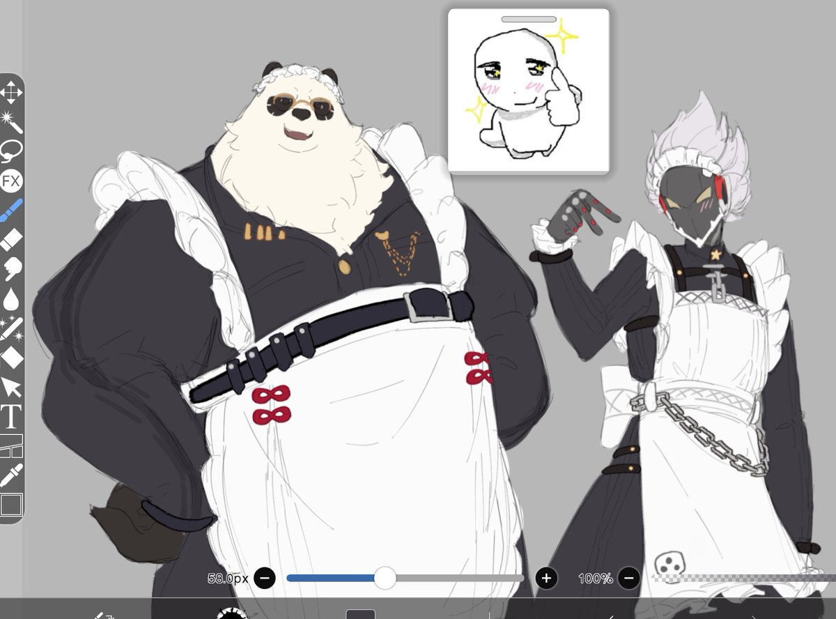Chocomeat_'s tweet photo. Pan and Billy join the maids team https://t.co/w2mjnMyHj1