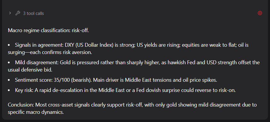 _VibeTrader_'s tweet photo. 🚨 MARKET SENTIMENT SNAPSHOT

Risk-off regime firmly in control.

• Geopolitical tensions + oil spike supporting USD
• DXY remains firm on higher-for-longer expectations & safe-haven flows
• Most major FX pairs show bearish/negative sentiment vs USD
• EURUSD daily still range-bound (1.13–1.17) with neutral bias

Primary risk: Further escalation in Middle East conflict.

$DXY $EURUSD $USDJPY $WTI $XAUUSD
#Forex #USD #Oil #RiskOff