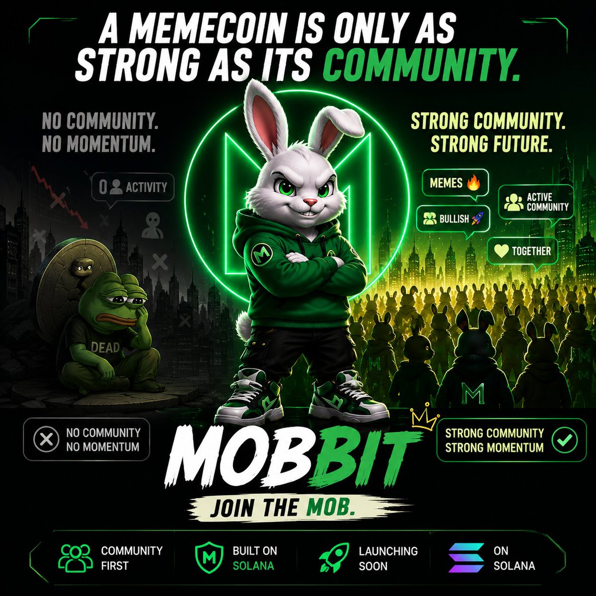 Mobbitae's tweet photo. A memecoin is only as strong as its community.

No community.
No momentum.
Mobbit is building both from day one.

Join the Mob. 🟢

#Mobbit #Crypto #Solana #Web3 https://t.co/BRGKOGSPd1