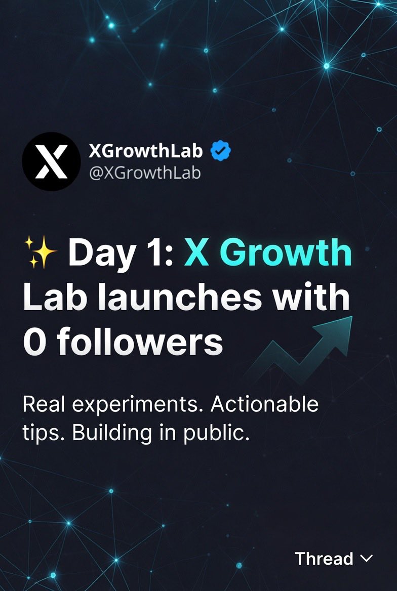 XGrowthLabxrp's tweet photo. 🚀 Day 1: Launching X Growth Lab with exactly 0 followers.
I’m running a full public experiment: Test real tactics to grow followers, reach & engagement on X — and share every result (wins + fails) so you can grow faster too.
No fluff. No hype. Just building in public.
If you want actionable growth strategies, follow along.
🧵 1/7 + free toolkit in bio 👇
