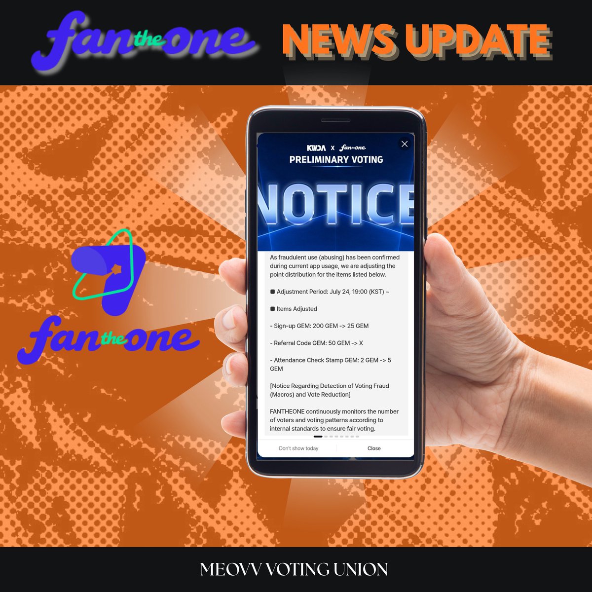 meowvoteunion's tweet photo. [INFO] FANTHEONE UPDATE ‼️

There are several changes from Fantheone for KWDA voting
• Sign up GEM : 200 GEM → 25 GEM  
• Attendance Stamp: 2 GEM → 5 GEM
• No more referral code nickname

TIPS
• Create multiple accounts 
• Focus on Check Stamp (/3 hours)
• Vote every day https://t.co/kRMZGMPbSn