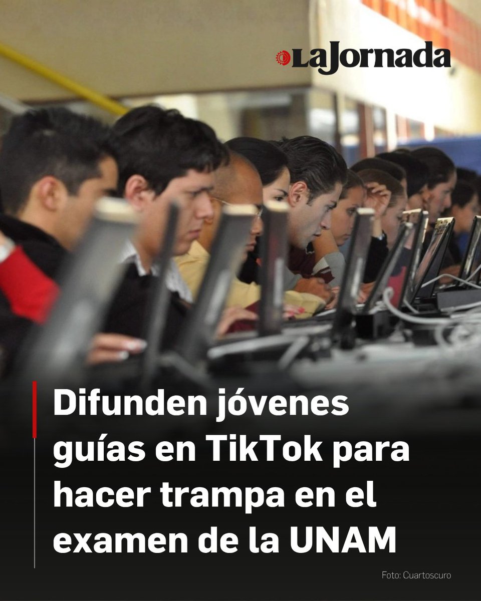 lajornadaonline's tweet photo. Días previos al examen de admisión en línea para la licenciatura de la Universidad Nacional Autónoma de México (UNAM), diferentes jóvenes en TikTok difundieron supuestas formas para hacer trampa sin ser captados por la Inteligencia Artificial (IA).

Desde la salida al baño por unos minutos, tener oculto un segundo celular en un punto ciego de la cámara de la computadora o usar un audífono negro debajo del cabello largo y compartir pantalla en una aplicación llamada Discord para que otra persona le diga el inciso correcto fueron algunas de las recomendaciones que se compartieron en mayo pasado.

Más información en: https://t.co/i6MlqHiqQD