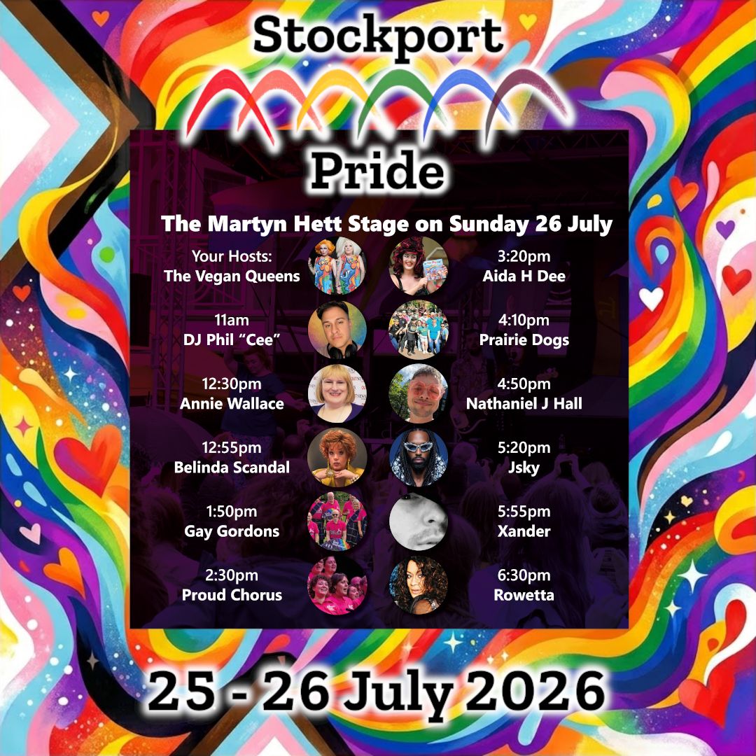 StockportPride's tweet photo. Here's how the weekend is looking. We start off on Saturday at Stockroom, followed by an evening at The Plaza. Then on Sunday we're in Stockport's Historic Market Place, and the Parade through the town centre 🏳️‍🌈🏳️‍⚧️ https://t.co/hq7qo8ERFh