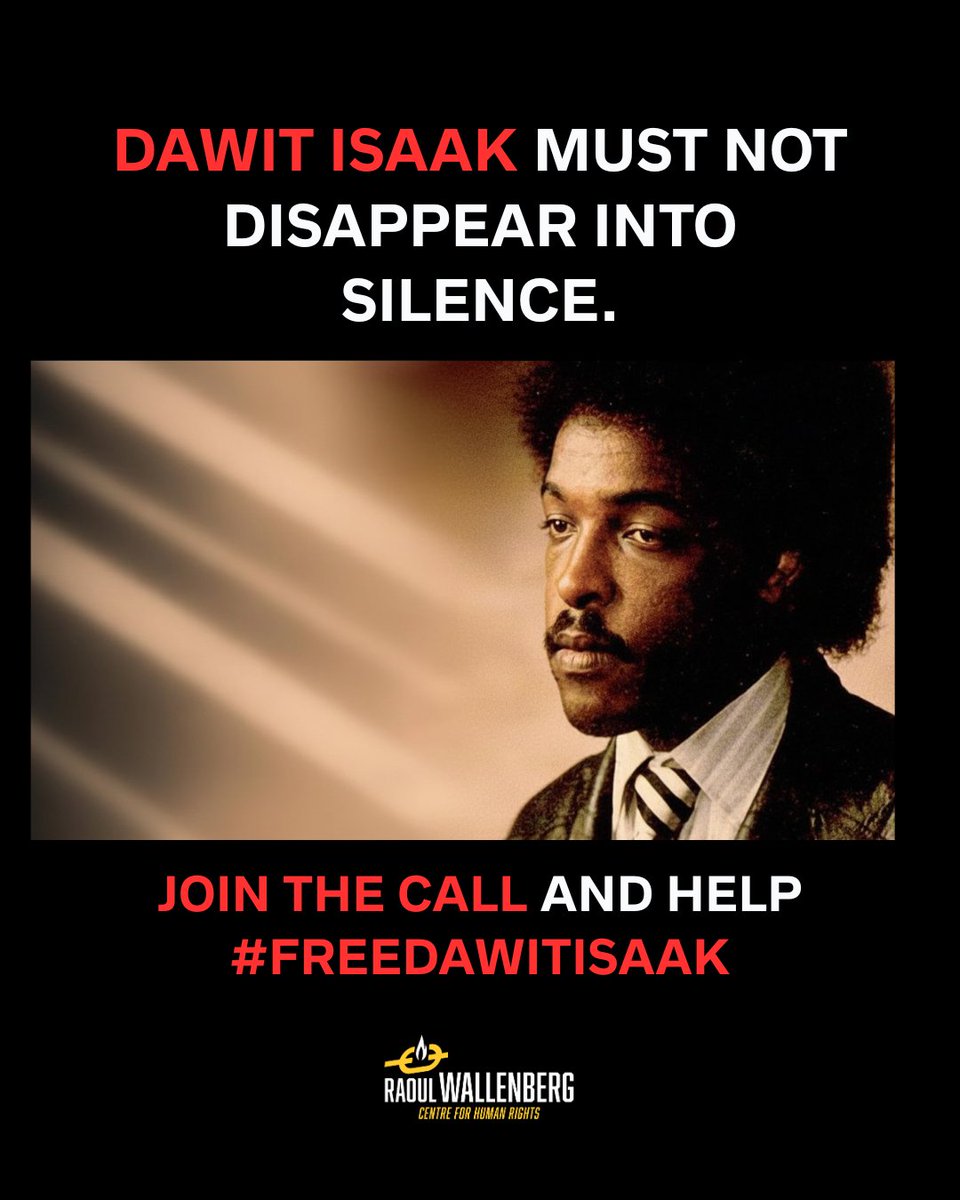 TheRWCHR's tweet photo. For a quarter century, #DawitIsaak has been imprisoned in Eritrea without charge or trial, denied contact with his family, stripped of his legal rights, and deprived of basic humanitarian protections.

Enough is enough.

Take one minute to urge Swedish and EU officials to take action on behalf of their citizen.

Join the global call to #FreeDawitIsaak.

https://t.co/JBpUpnYmi7