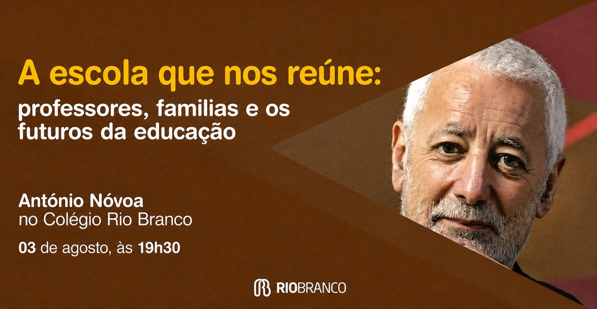 GuiadeEscolas's tweet photo. Encontro internacional: Colégio Rio Branco organiza palestra gratuita com o pesquisador português António Nóvoa. Saiba mais em https://t.co/yhxIOT7lJq. https://t.co/sOflK2z4w7
