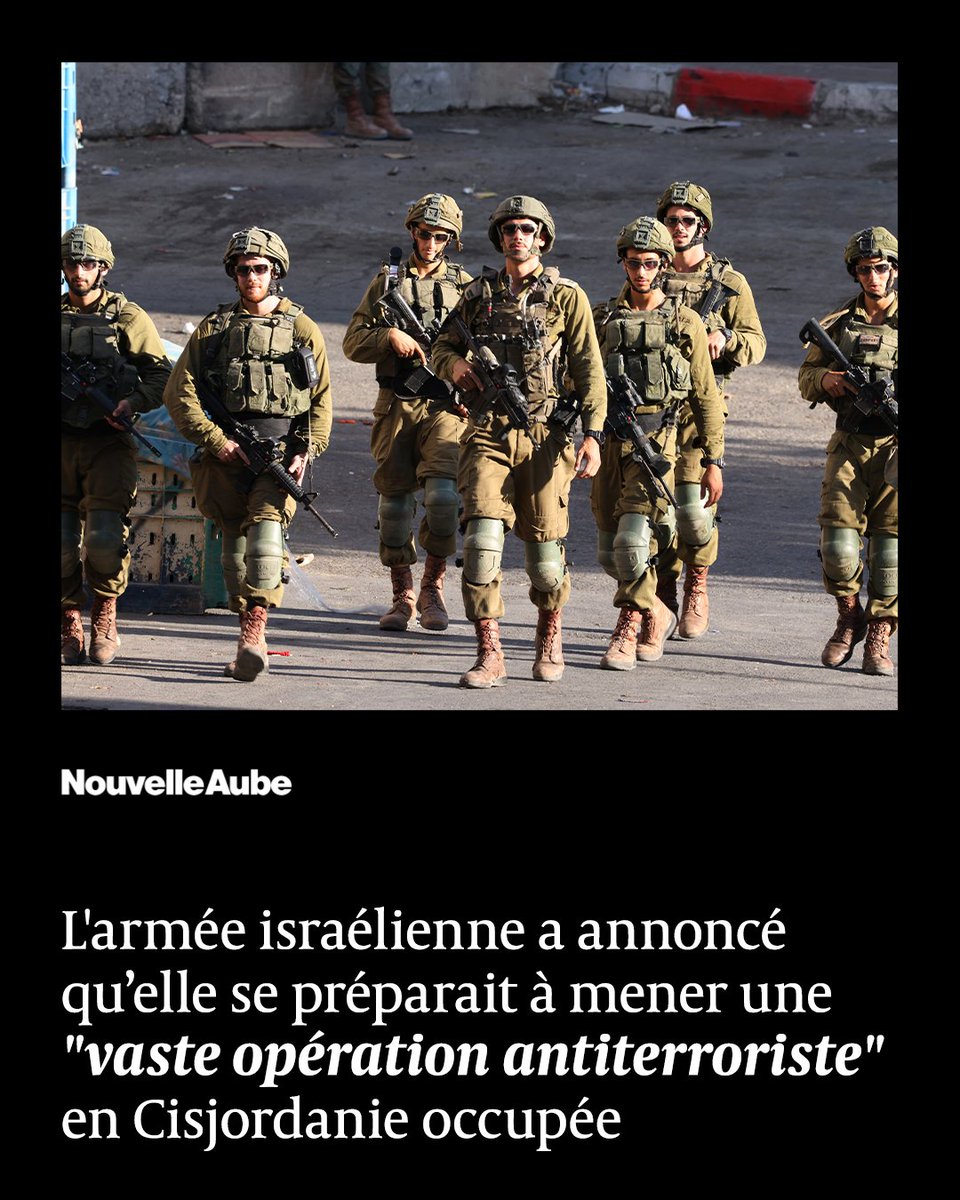 nouvelleaubefr's tweet photo. L'armée israélienne a annoncé son intention de mener une "vaste opération antiterroriste" en #Cisjordanie, où des violences ont fait quatre morts palestiniens et deux israéliens, précisant avoir suspendu les permissions de ses #soldats et renforcé son dispositif militaire. https://t.co/F9o9VK0RoR