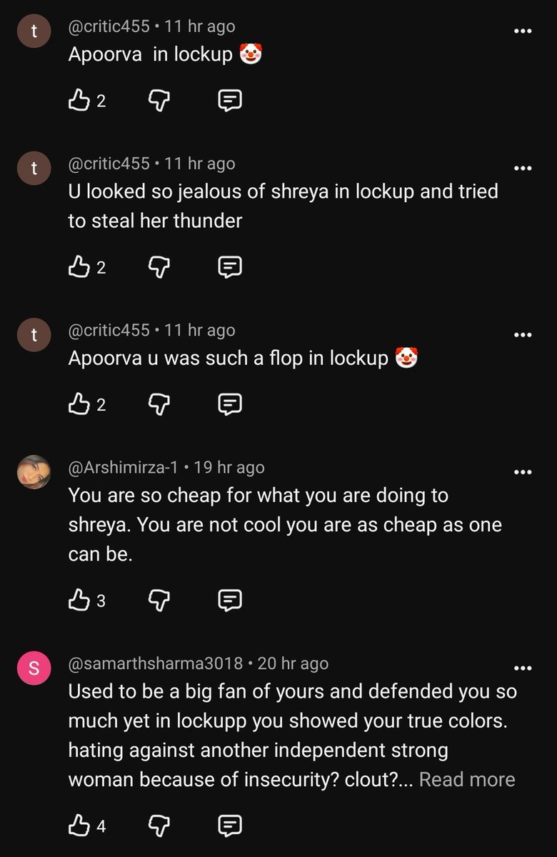 aliascinema's tweet photo. Shreya's aura is unmatched. Even on Apoorva's YouTube channel, she's receiving massive hate and backlash. She came into Lock Upp 2 hoping to be the diva,and the main character but instead got the titles of "Chapri Kid," "Professional Word Twister."
#lockupp2 #shreyakalra https://t.co/RRIIny2kQ8
