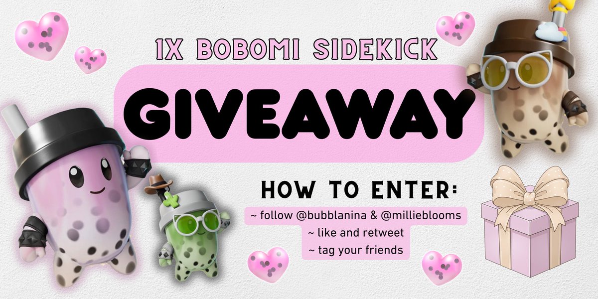 bubblanina's tweet photo. 🧋1x BOBOMI SIDEKICK🧋

since it’s one of my fav sidekicks that have been released, i’ve decided to give you angels a chance to get one too 💗

HOW TO ENTER: 
~ follow @bubblanina & @millieblooms 
~ like & retweet
~ tag your friends

~consider using codes ‘bubblanina’ & ‘millieblooms’ to support us ♡~ 
(not a requirement to enter)

ends in about 2 days 🌸 goodluck!!