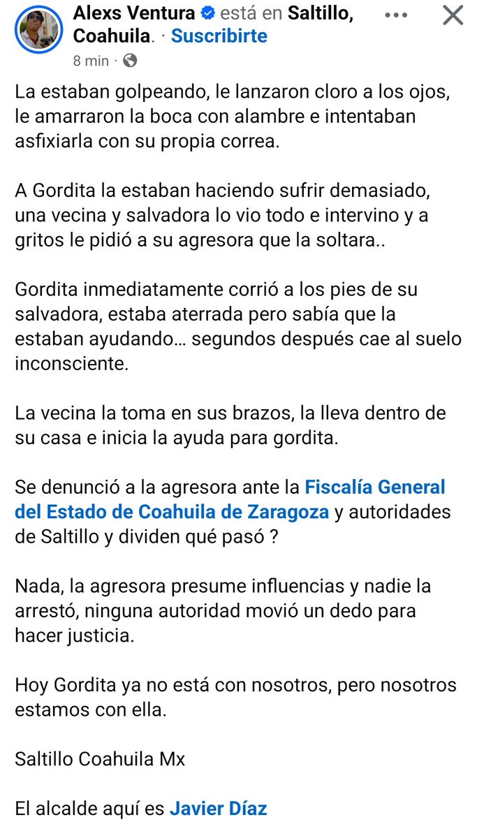 LicAnimalista's tweet photo. Otra vez Saltillo, Coahuila y otra vez las influencias políticas. Atención @FGECoahuila  #NoticiaCriminal #JusticiaParaGordita https://t.co/FGsFtuu4Fo