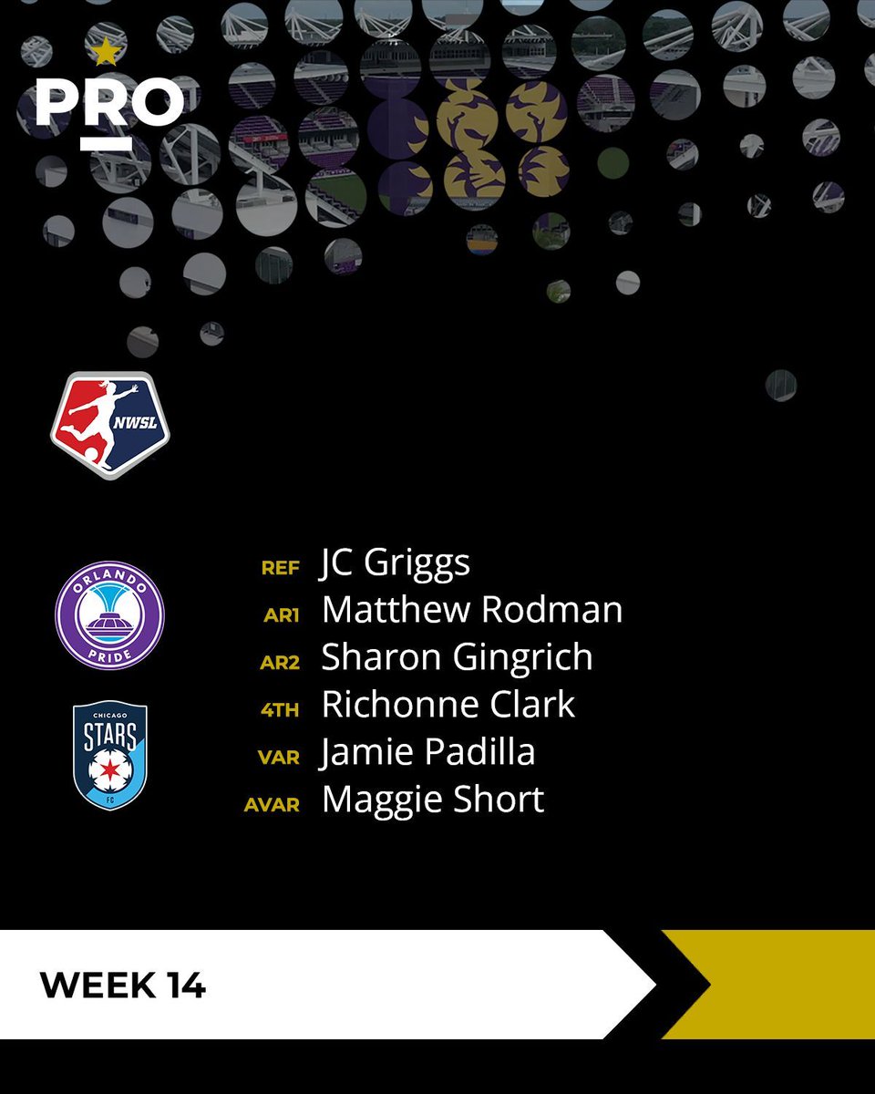 PROreferees's tweet photo. ⚽// @ORLPride vs @theChicagoStars (8PM ET)
#PRO | #NWSL | #VamosPride | #WithTheStars https://t.co/S7rgQO8gxj
