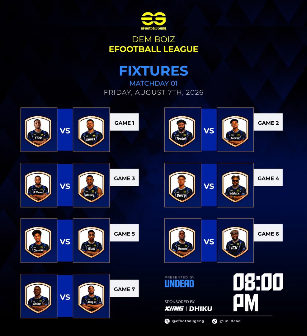 efootballgeng's tweet photo. Welcome to Matchday 01
#efootball #konami #gaming #naija https://t.co/r8RpuVw3Sb