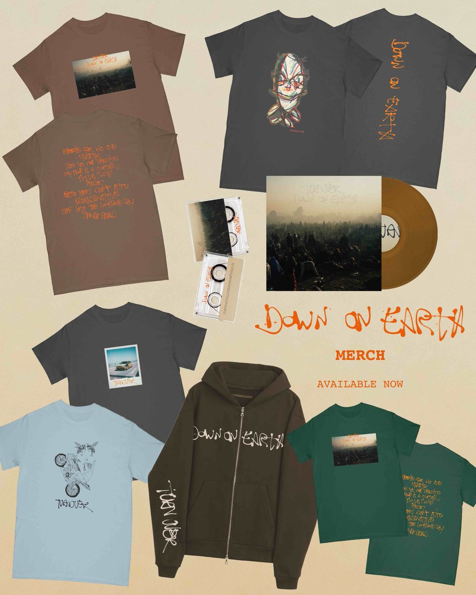 turnoverva's tweet photo. Down On Earth merch including limited cassettes are available now at https://t.co/Mm7zdPU5HL https://t.co/oLXrV1Jsmo