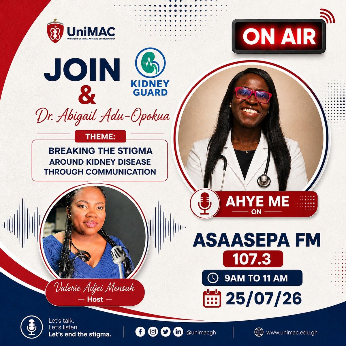 KidneyGuard's tweet photo. Effective communication is the backbone of every successful initiative. From policy development and implementation to infrastructure development, a slip in one message can adversely affect the expected outcome. 

Join Kidney Guard this Saturday at 09:00 am on Asaasepa FM. https://t.co/sHhviFJgtW