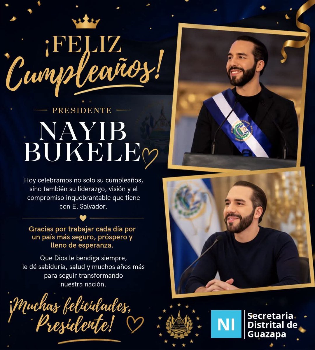 ivan1_2025's tweet photo. ¡Muchas felicidades presidente @nayibbukele ! https://t.co/SreSonVnWo