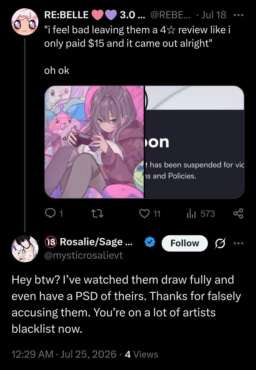 REBELLE959's tweet photo. they sold me traced art as against vgen terms and im getting smack for it?

i dont see what the problem is here, if you had a good experience good for you. i repeat. they sold ME. traced art. as against vgen terms. what did i do wrong exactly? https://t.co/IUej9DK2zq