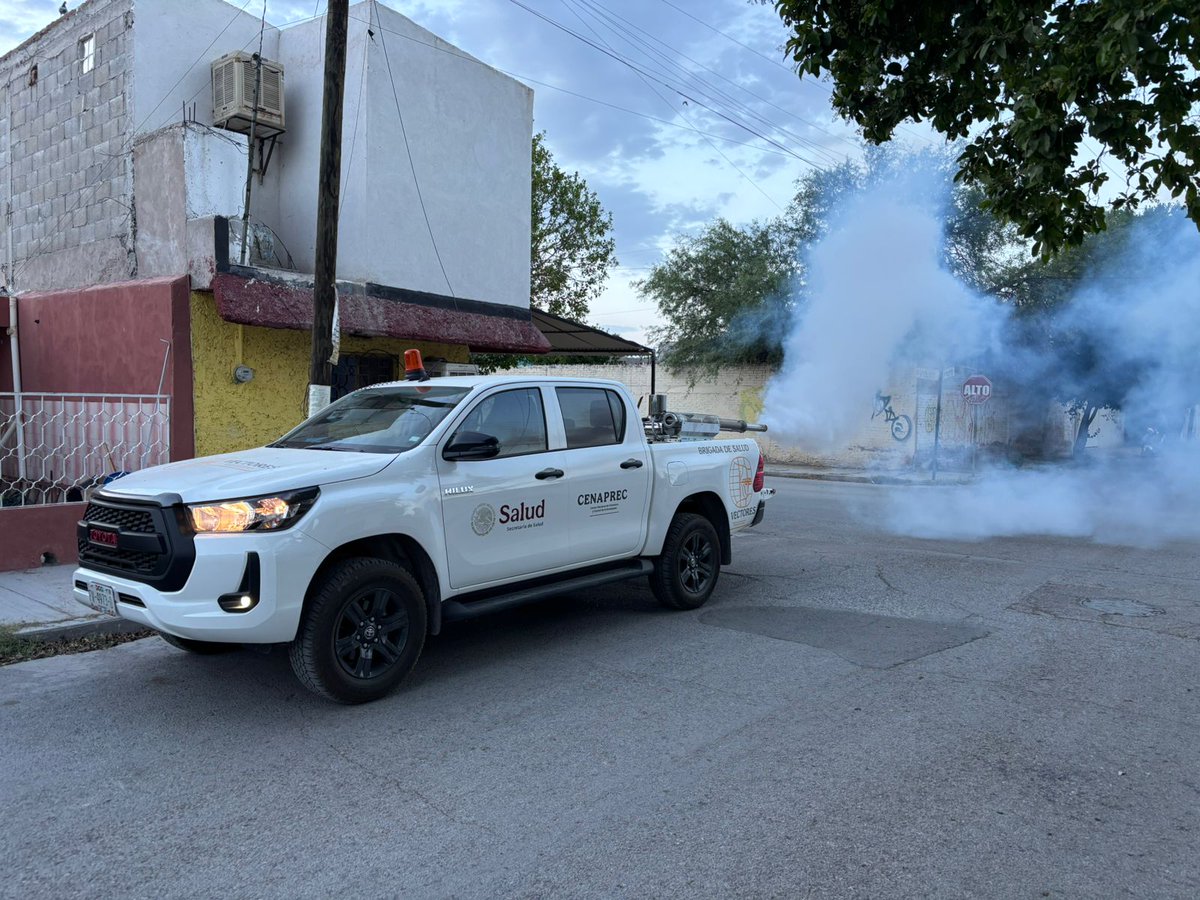 SSDurango's tweet photo. Por instrucciones del gobernador Esteban Villegas, y como parte del trabajo coordinado entre los gobiernos estatal y municipal de #Lerdo, la #JurisdicciónSanitaria2 inició una jornada de termonebulización para fortalecer la prevención y control del mosquito transmisor del dengue https://t.co/a6JVRzsocA