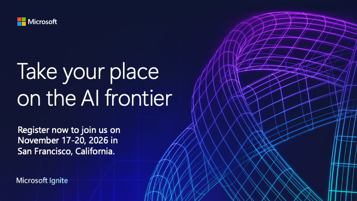 msPartner's tweet photo. Explore what’s next. Learn how it works. Connect with the people putting AI into action.

Join #MSIgnite on November 17–20 in San Francisco, and take your place on the AI frontier: https://t.co/P6isj0HGX3
#MSPartner https://t.co/HmDFFSxxSp