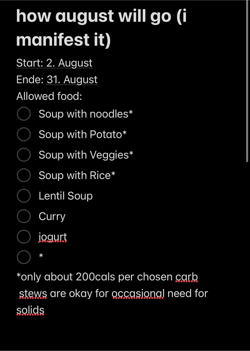weighteww's tweet photo. I don't know what i am doing but this will be my diet for april
I will add a little protein ofc but lets see if i can sustain this 
I try to not go over 1200cal and i aim for 800-1000 cals per day https://t.co/WbXWmb8sP2