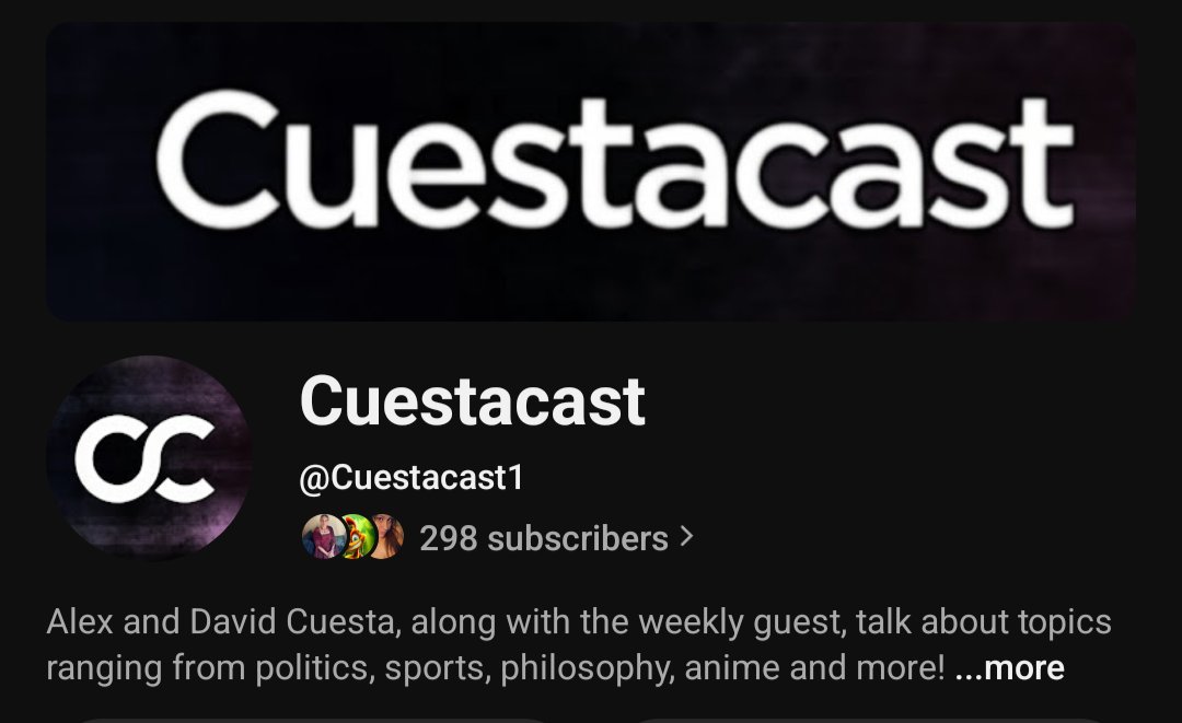 Cuestacast_'s tweet photo. 2 subs away from 300 on our quest to 500 and monetization! 

Thank you to everyone who subscribes. It means a ton to us that anyone takes the time to watch. 

We'd love for you to help us out and get us to 300 and beyond! Tune in every Wednesday night live at 9 PM EST for the fun!