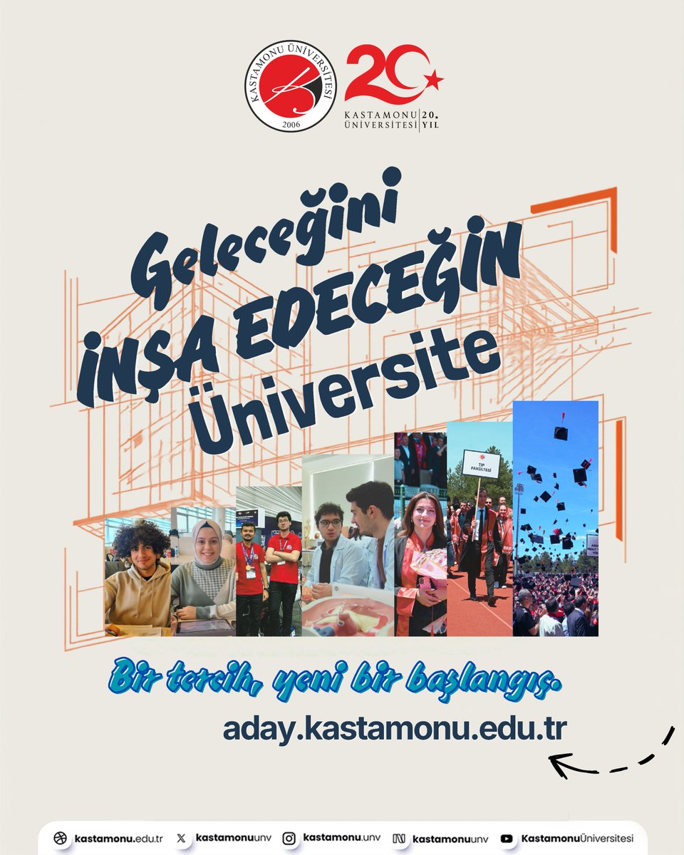 kastamonuunv's tweet photo. Bir tercih, yeni bir başlangıç. ✨

🤝 Yeni dostluklar,
🎯 Yeni hedefler,
🏆 Yeni başarılar...

⭐ Biz hazırız, sıra sende.
Seni Kastamonu Üniversitesi'ne bekliyoruz.

🌐 https://t.co/TqO4HMrkey 📍

#KastamonuÜniversitesi https://t.co/aBGmZJXFlL