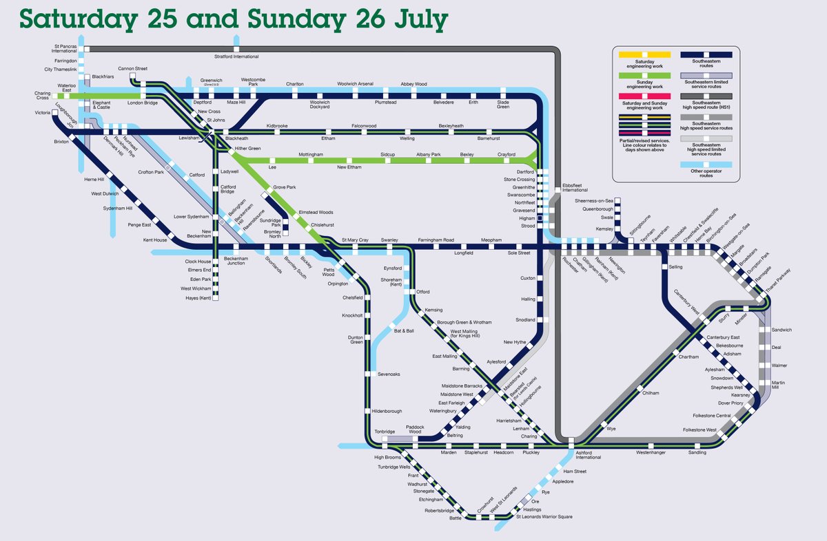 Se_Railway's tweet photo. 🚧Weekend engineering work Sunday 26th July:
❌ No trains at #LondonCharingCross or #LondonWaterlooEast
Sunday:
❌ No trains via #Sidcup
🚌 Buses replace trains between #Lewisham & #Orpington
More information: https://t.co/iGNvKVQoDA https://t.co/ciRC4Rk59o