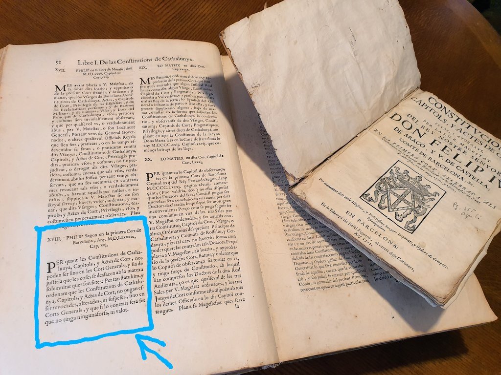 RBerenguerIII's tweet photo. Quatre estratègies clau per desplegar el Pacte d'Estat democràticament:

1️⃣ Codificació jurídica del S. XXI: Traduir el fil constitucional pre-1714 a l'arquetip de Dret Públic europeu modern. Demostrar que la sobirania catalana no és un invent ni una improvisació, sinó la restauració democràtica d'una tradició parlamentària secular.

2️⃣ El principi de "Consentiment Fiscal": Reorientar el debat del finançament. En la nostra tradició constitucional, cap tribut és legítim sense el consentiment de les pròpies Corts. No es tracta de demanar "un millor model", sinó d'exigir sobirania fiscal per dret històric i democràtic.

3️⃣ Escut de Drets i Dret Civil: Aprofitar el consens absolut al voltant del Dret Civil català per reivindicar el Dret Públic. La continuïtat constitucional ha de ser la garantia per blindar l'habitatge, la salut i les lleis socials de Catalunya davant les ingerències del TC.

4️⃣ Dilema de país: Presentar un text d'adhesió basat en principis sobiranistes fonamentals. O s'accepta la continuïtat de la legitimitat institucional de Catalunya, o es queda retratat acceptant la subordinació a Madrid per pura gestió autonomista.

És el moment de passar de la petició d'engrunes a la restitució i actualització democràtica de l'Estat de dret constitucional català, el més antic d'Europa. 📜🏛️
#ConstitucionsCatalanes