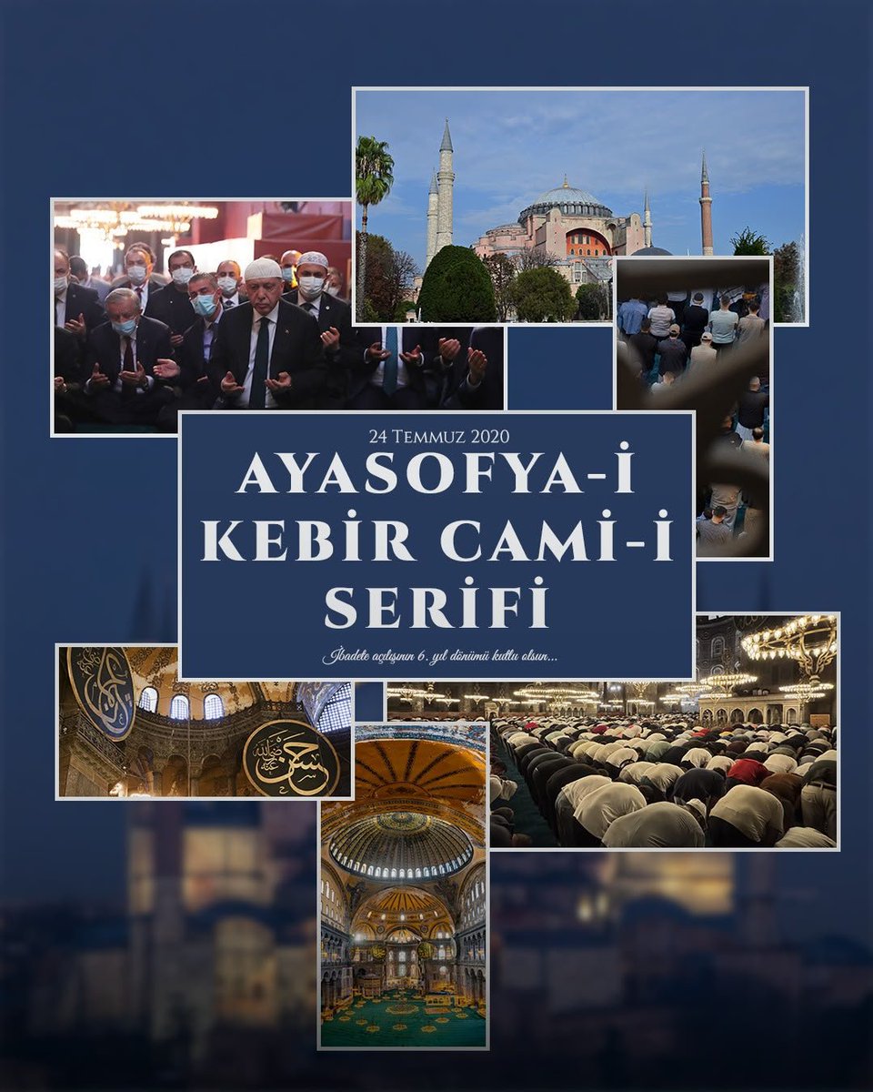 FadimeHasret's tweet photo. "Duyduk ki #Ayasofya açılmış; meğer kapanan bizim kalbimizmiş..."

Ayasofya-i Kebîr Cami-i Şerîfi, 6 yıl önce Cumhurbaşkanımızın tarihi iradesiyle aslına ve ecdadın emanetine sadık kalınarak yeniden ibadete açıldı. 

Minarelerinden ezan, kubbelerinden secdeler eksik olmasın. https://t.co/vvai0jRvpw