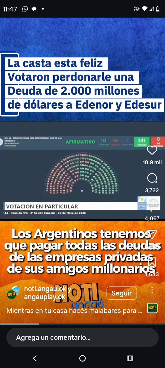 julia_acurio's tweet photo. @Edenor Felicitaciones...Culpa no es de ustedes, es de la manga que botaron a favor...Que por un favor a cada uno?.Empresa multinacional verdad?
Ahora les pregunto. Que trabajos realizan para energizar lugares alejados, escuelas sin electricidad, internet..Espero respuesta!! https://t.co/Sk3KOjCHhY