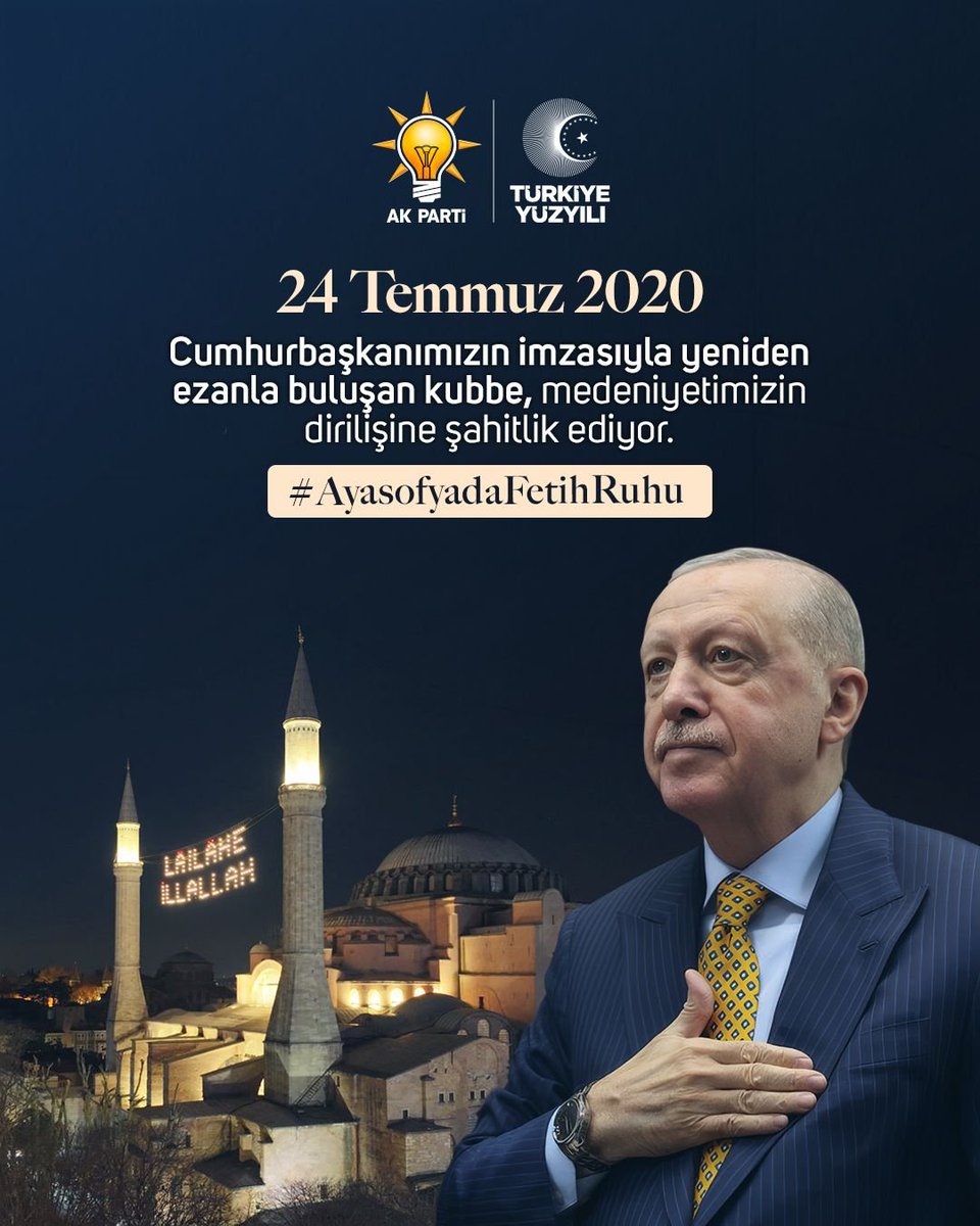 aliihsanyavuz54's tweet photo. 86 yıllık hasretin ardından Ayasofya’da yankılanan ezanlar, milletimizin iradesinin ve tarihi mirasına sahip çıkışının simgesi olmuştur.

Cumhurbaşkanımız Sayın @RTErdogan’ın dirayetli liderliğinde hayata geçirilen bu tarihi kararın 6. yıl dönümünü gurur ve heyecanla idrak ediyoruz.

#AyasofyadaFetihRuhu