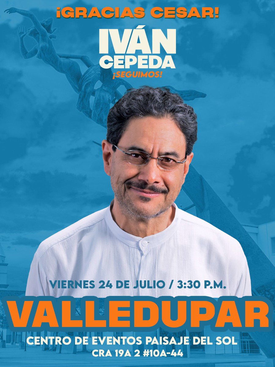 IvanCepedaCast's tweet photo. HOY ESTARÉ EN VALLEDUPAR https://t.co/w1WENC0hwK