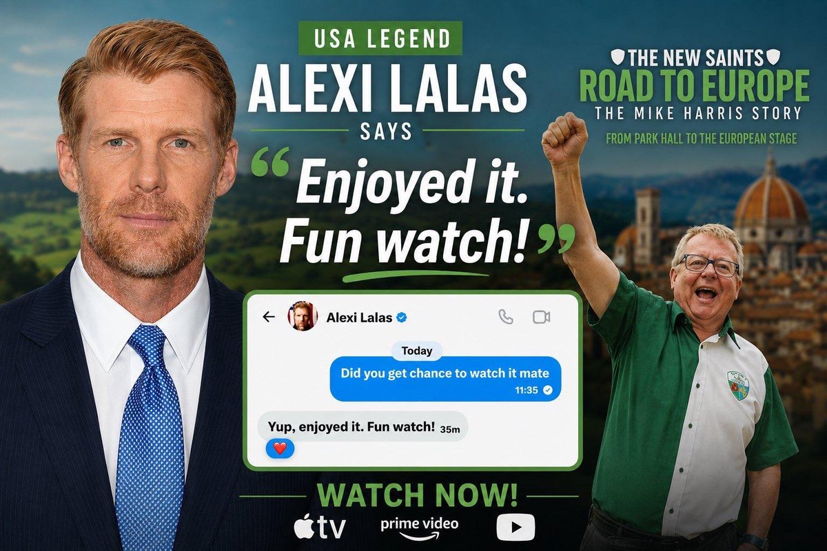 AndrewRuscoe's tweet photo. "Yup,enjoyed it. Fun Watch!"

Great feedback from USA Legend @AlexiLalas on the @tnsfc Road to Europe: The @mikeharristns Story.

To watch please click here: https://t.co/DZ6ZWyX2I8

Thanks Alexi from everyone at @tnsfc 🟢⚪ https://t.co/zQbAFN4mhd