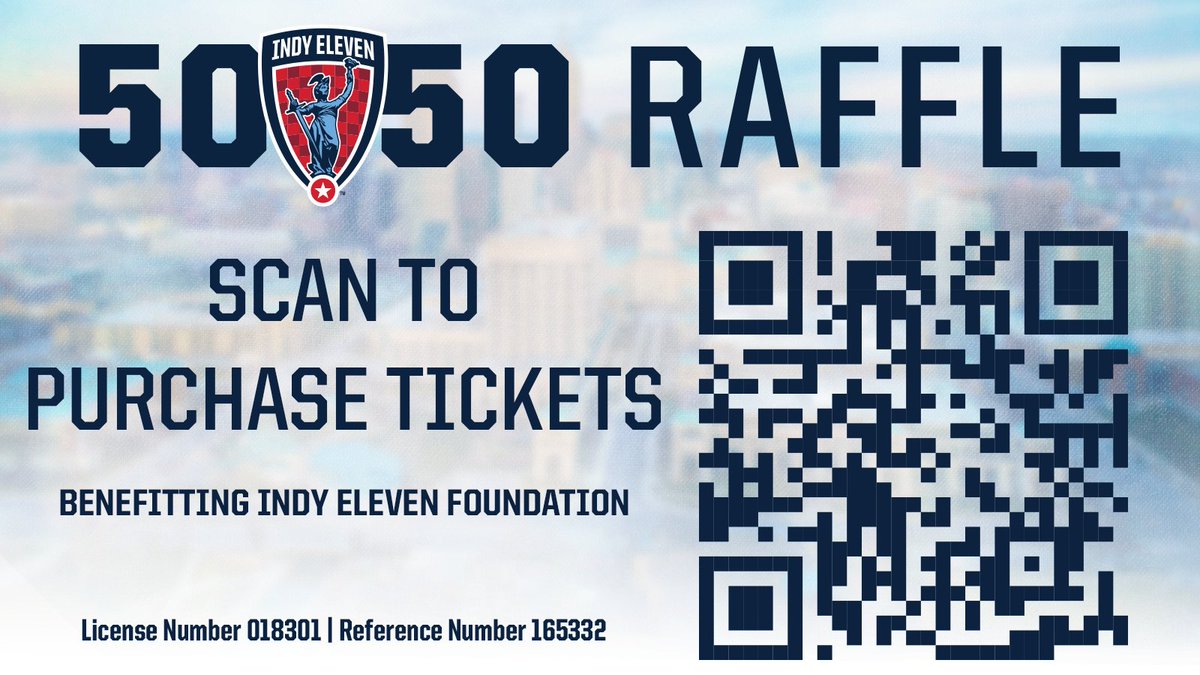 IndyEleven's tweet photo. The first-ever Indy Eleven 50/50 Raffle is live at 7pm tonight and will go through the 75th minute of our match tomorrow! Enter online or at the match for your chance to win while supporting the Indy Eleven Foundation.🎟️ 

Link: https://t.co/lKAN4ChYPW https://t.co/Kfb5TNcCDH